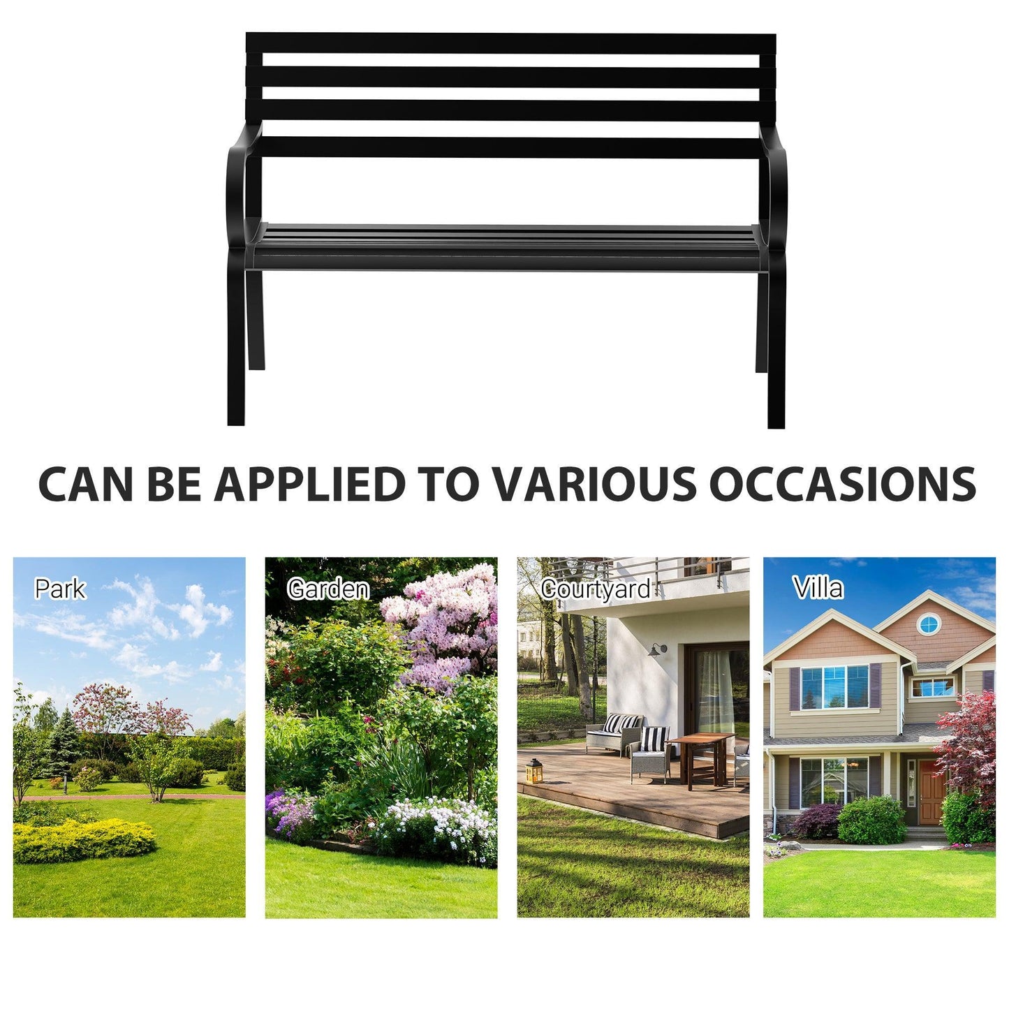 Outsunny Metal Outdoor Bench Loveseat - ALL4U RETAILER LTD