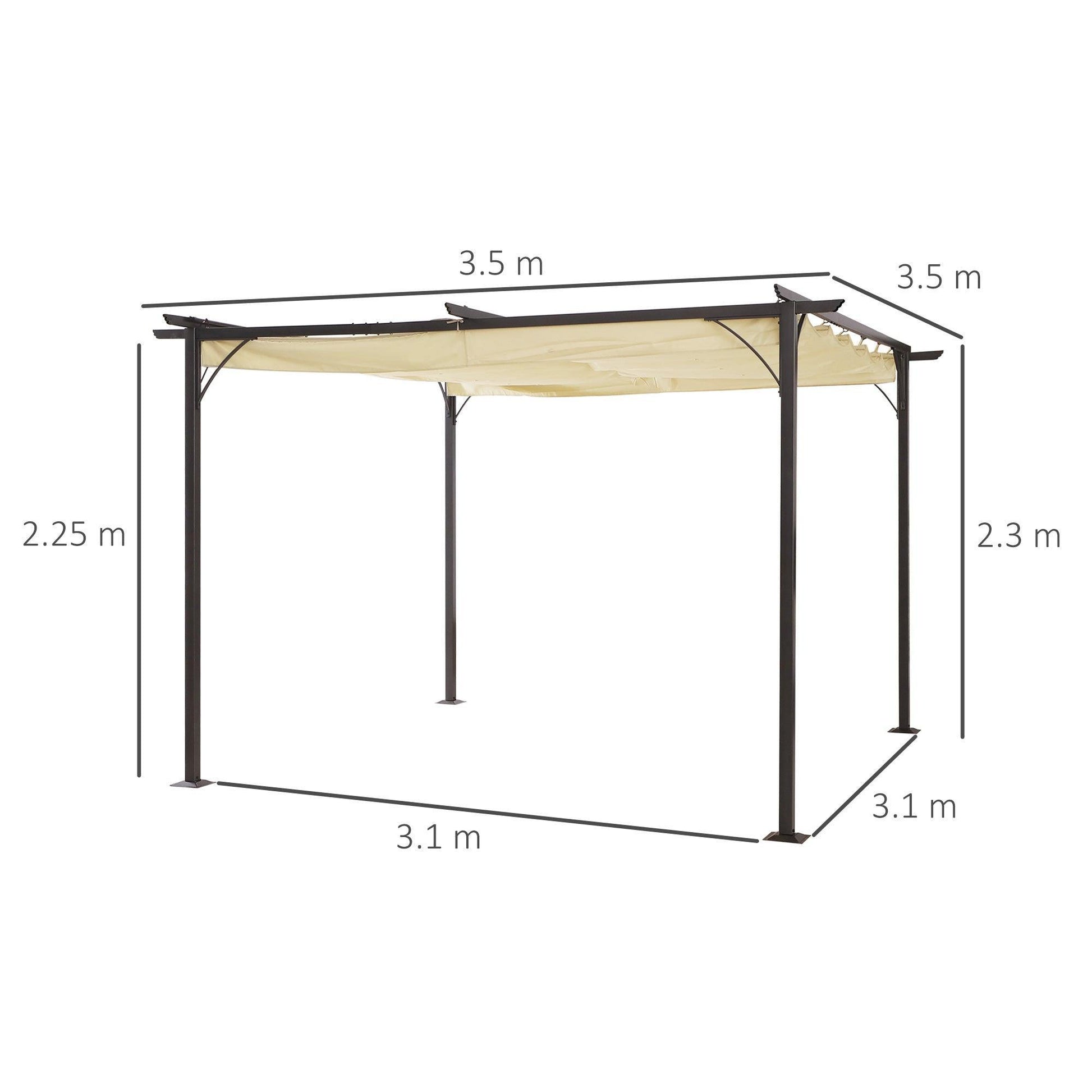 Outsunny Metal Pergola Gazebo, Beige - ALL4U RETAILER LTD