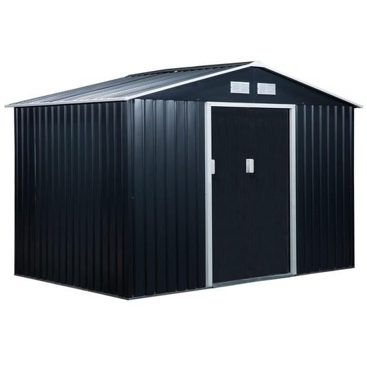 Outsunny Metal Storage Shed with Ventilation & Doors - 9x6FT - ALL4U RETAILER LTD