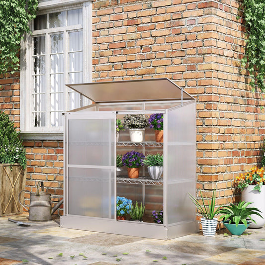 Outsunny Mini Greenhouse - Openable Roof, Polycarbonate Panels - ALL4U RETAILER LTD