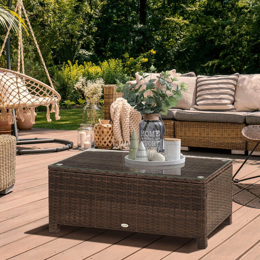 Outsunny Mixed Brown Rattan Coffee Table - ALL4U RETAILER LTD