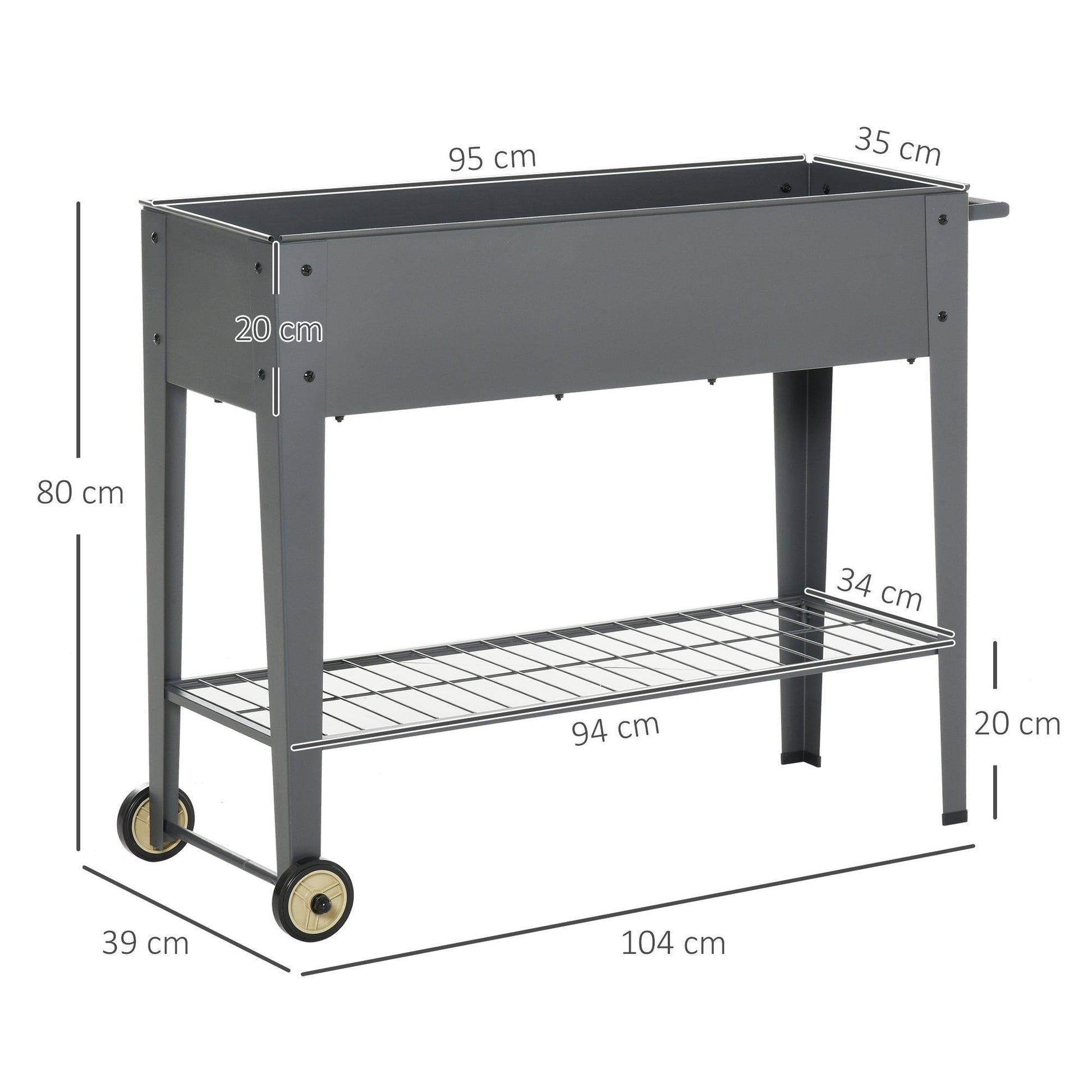 Outsunny Mobile Garden Bed with Shelf - ALL4U RETAILER LTD