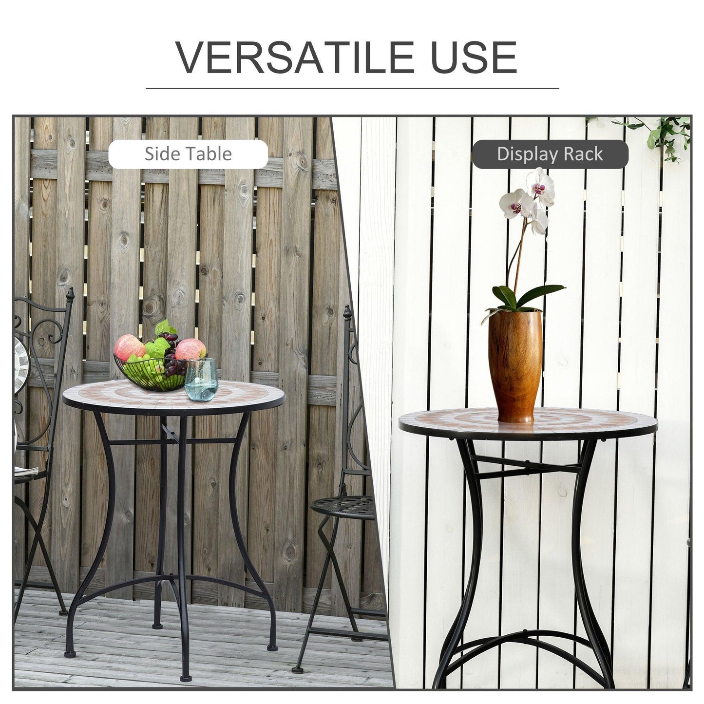 Outsunny Mosaic Garden Table - Patio Bistro Side Bar Furniture - ALL4U RETAILER LTD