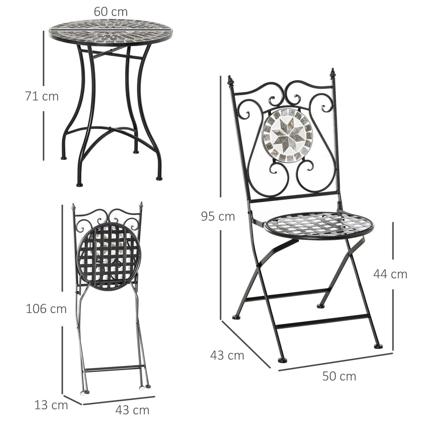 Outsunny Mosaic Outdoor Bistro Set - ALL4U RETAILER LTD