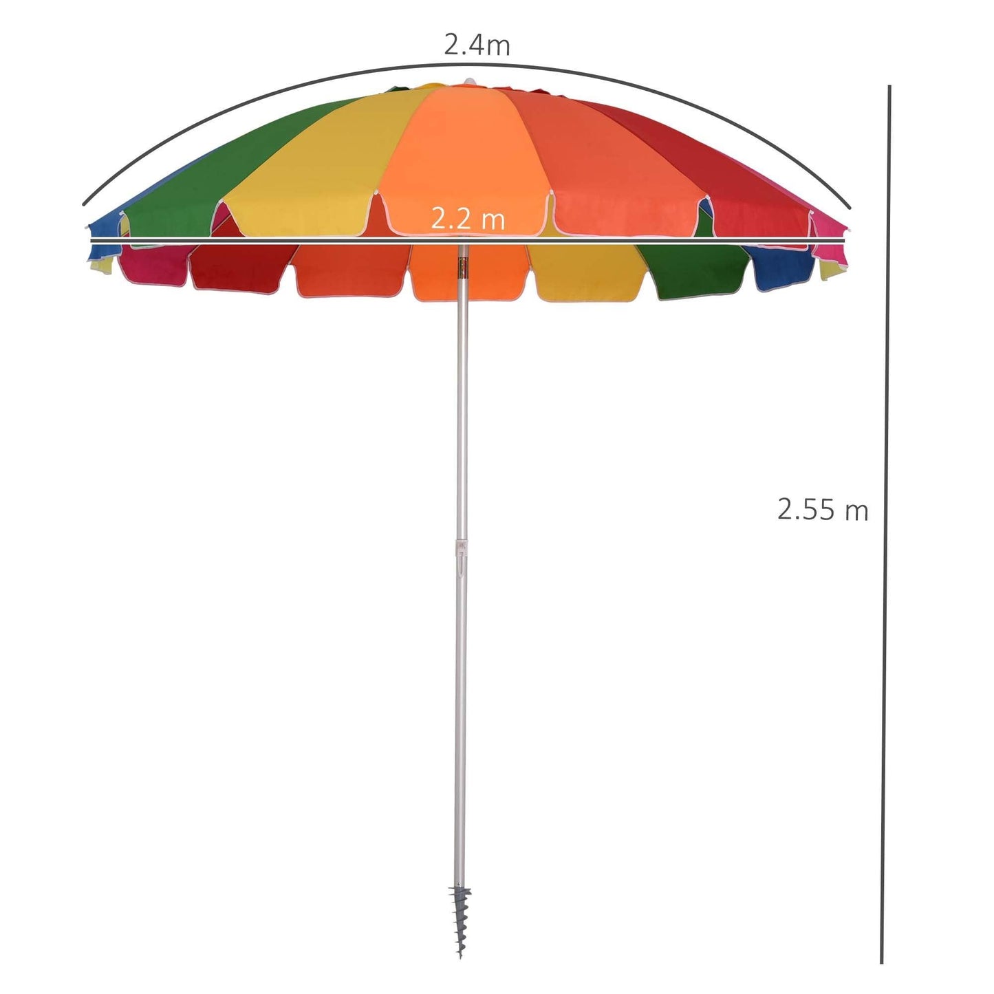 Outsunny Multicolor Beach Umbrella with Tilt & Sand Anchor - ALL4U RETAILER LTD