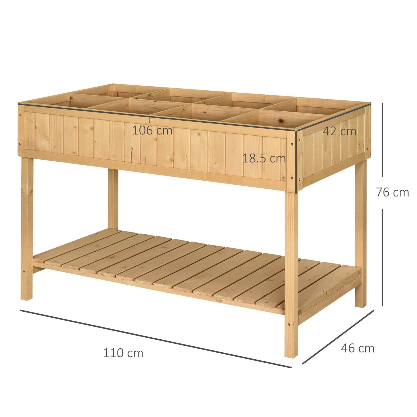 Outsunny Oak Tone Flower Box: Raised Plant Stand - ALL4U RETAILER LTD