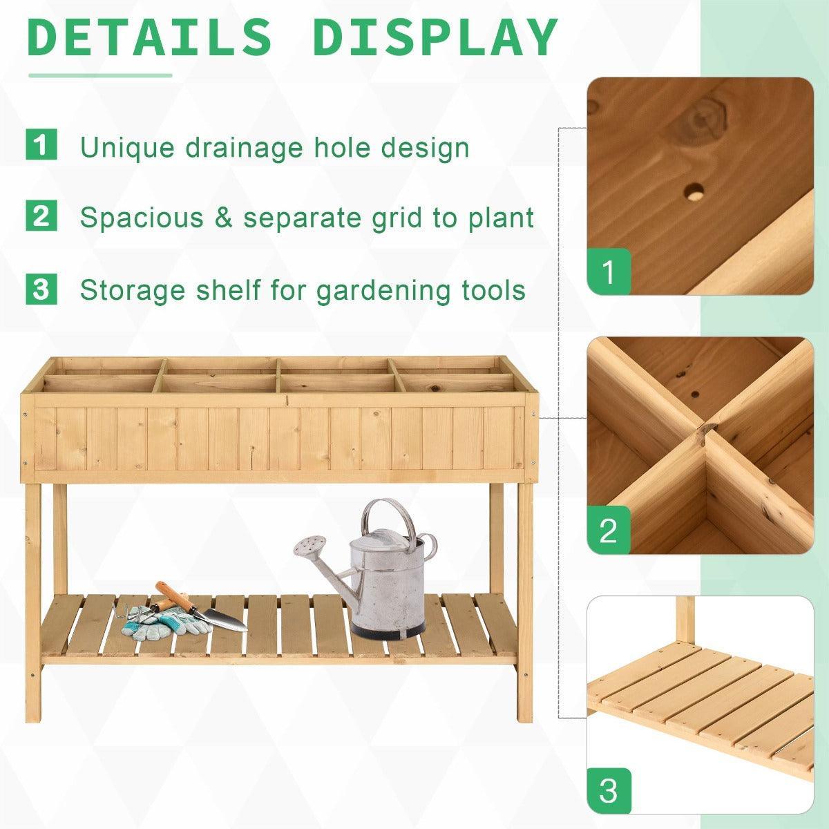 Outsunny Oak Tone Flower Box: Raised Plant Stand - ALL4U RETAILER LTD