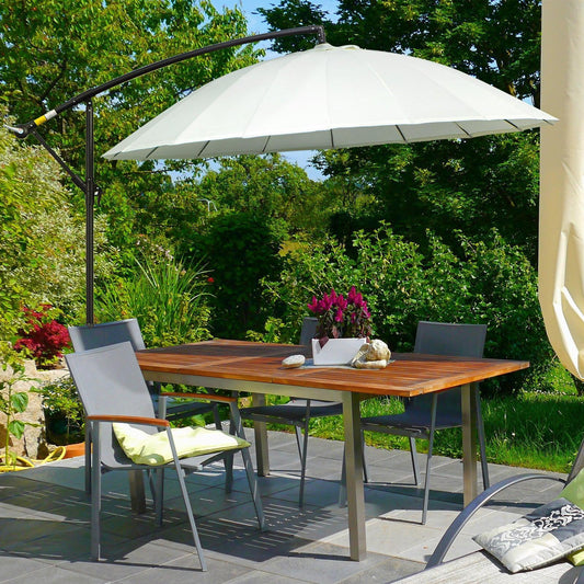 Outsunny Off-White Cantilever Parasol - 3m - ALL4U RETAILER LTD