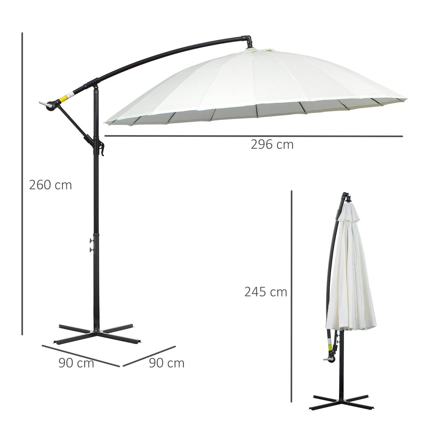 Outsunny Off-White Cantilever Parasol - 3m - ALL4U RETAILER LTD