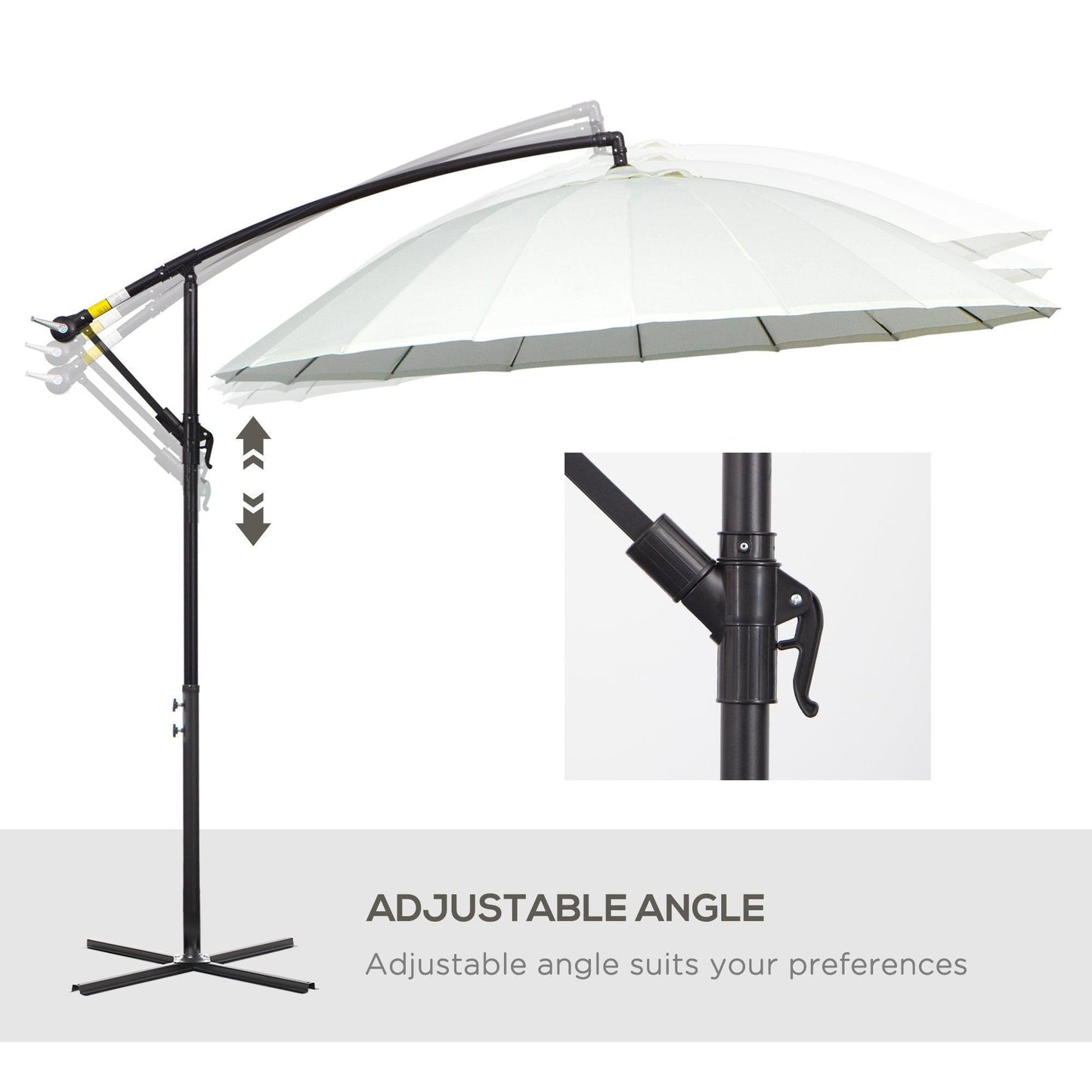 Outsunny Off-White Cantilever Parasol - 3m - ALL4U RETAILER LTD