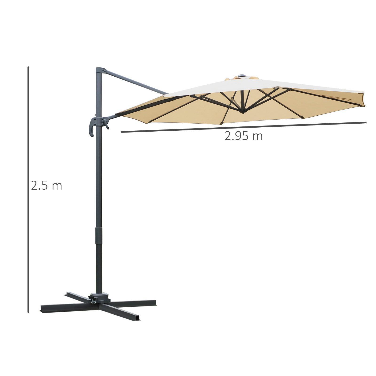 Outsunny Offset Patio Umbrella: Beige Shade, 360° Rotation - ALL4U RETAILER LTD