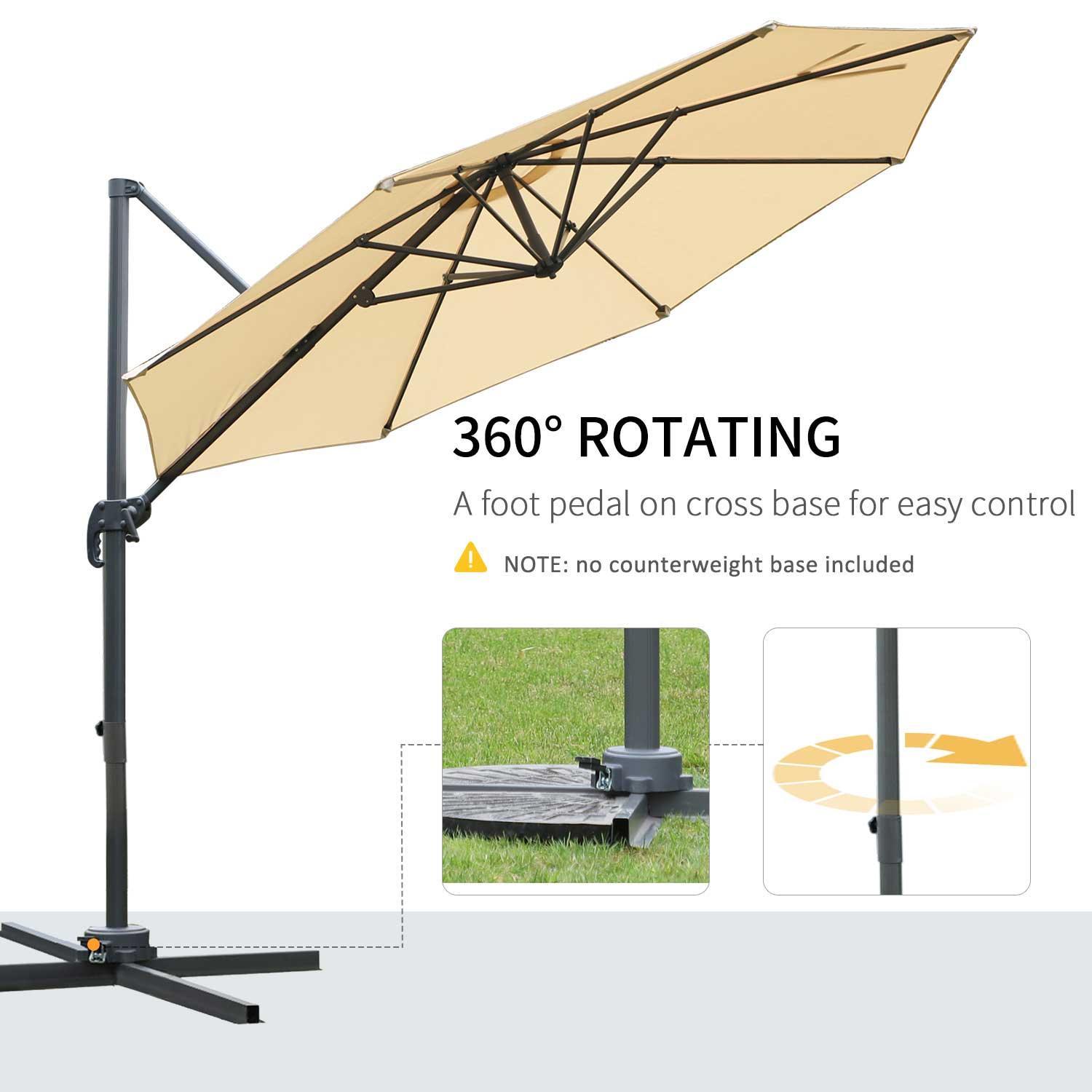 Outsunny Offset Patio Umbrella: Beige Shade, 360° Rotation - ALL4U RETAILER LTD