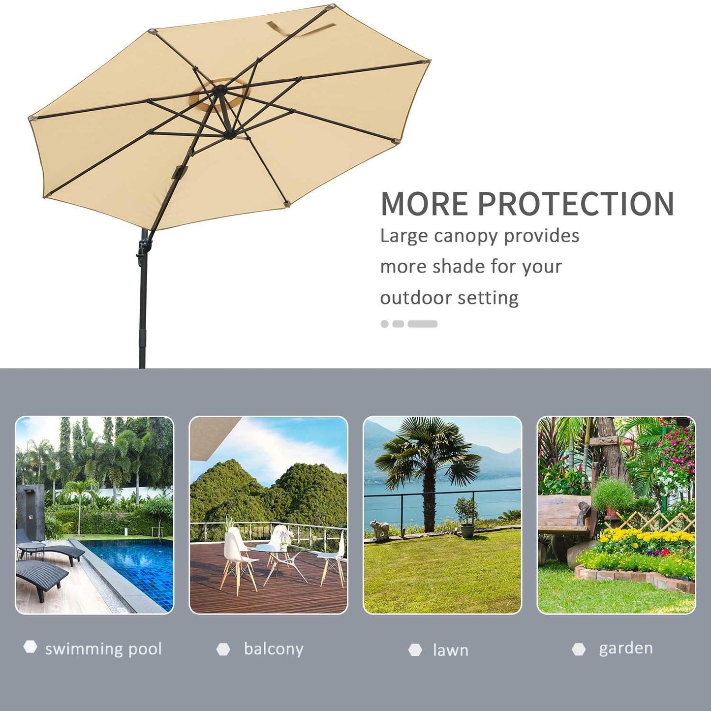 Outsunny Offset Patio Umbrella: Beige Shade, 360° Rotation - ALL4U RETAILER LTD