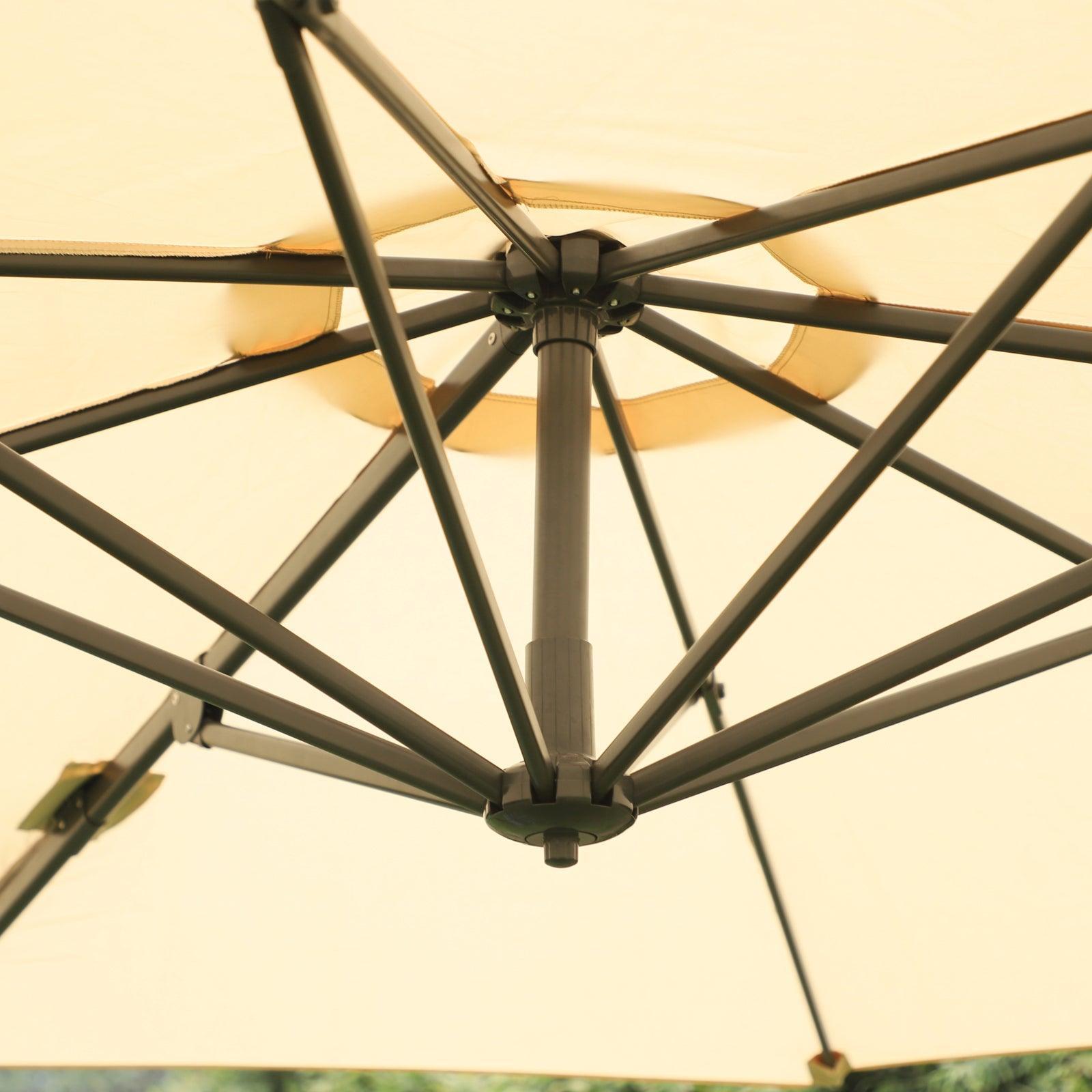 Outsunny Offset Patio Umbrella: Beige Shade, 360° Rotation - ALL4U RETAILER LTD