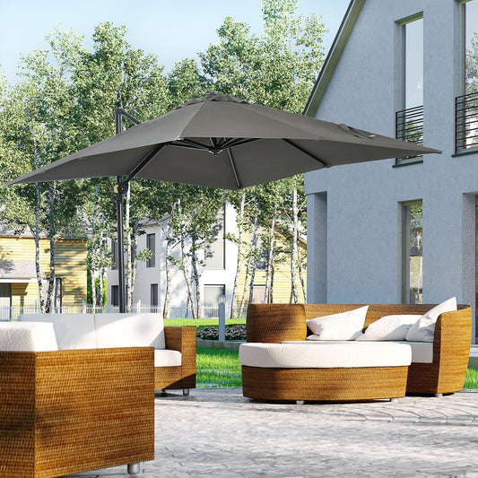 Outsunny Offset Patio Umbrella with 360° Rotation - ALL4U RETAILER LTD