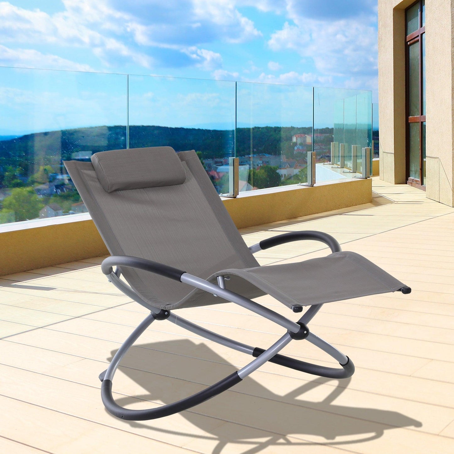 Outsunny Orbital Lounger Rocking Chair - Grey, Zero Gravity - ALL4U RETAILER LTD