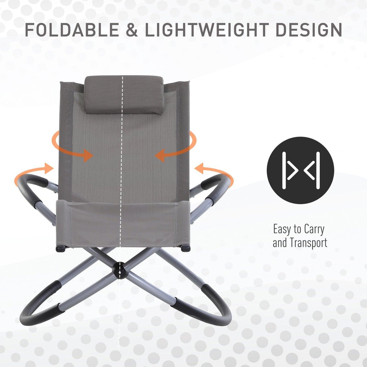 Outsunny Orbital Lounger Rocking Chair - Grey, Zero Gravity - ALL4U RETAILER LTD