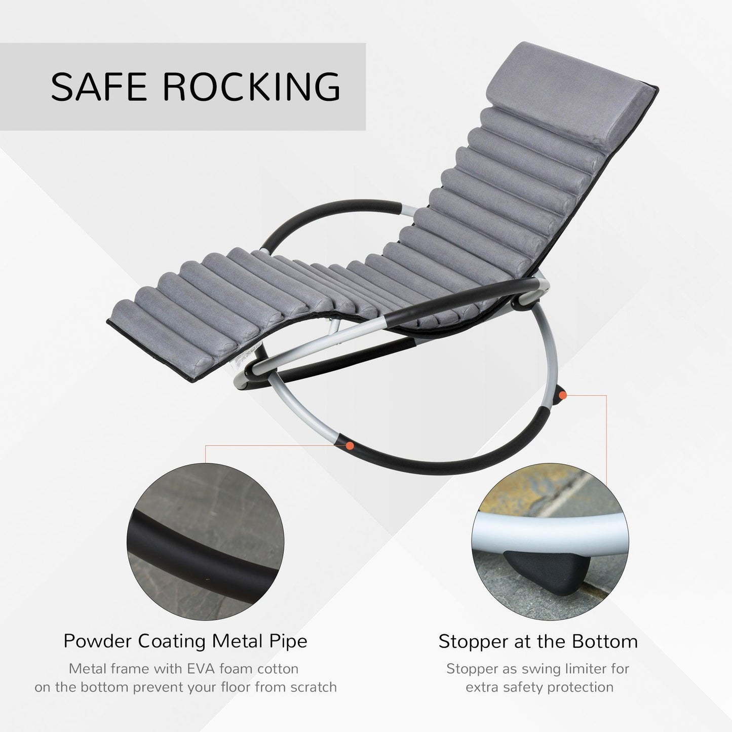 Outsunny Orbital Rocking Chair Folding Lounger - Black Grey - ALL4U RETAILER LTD