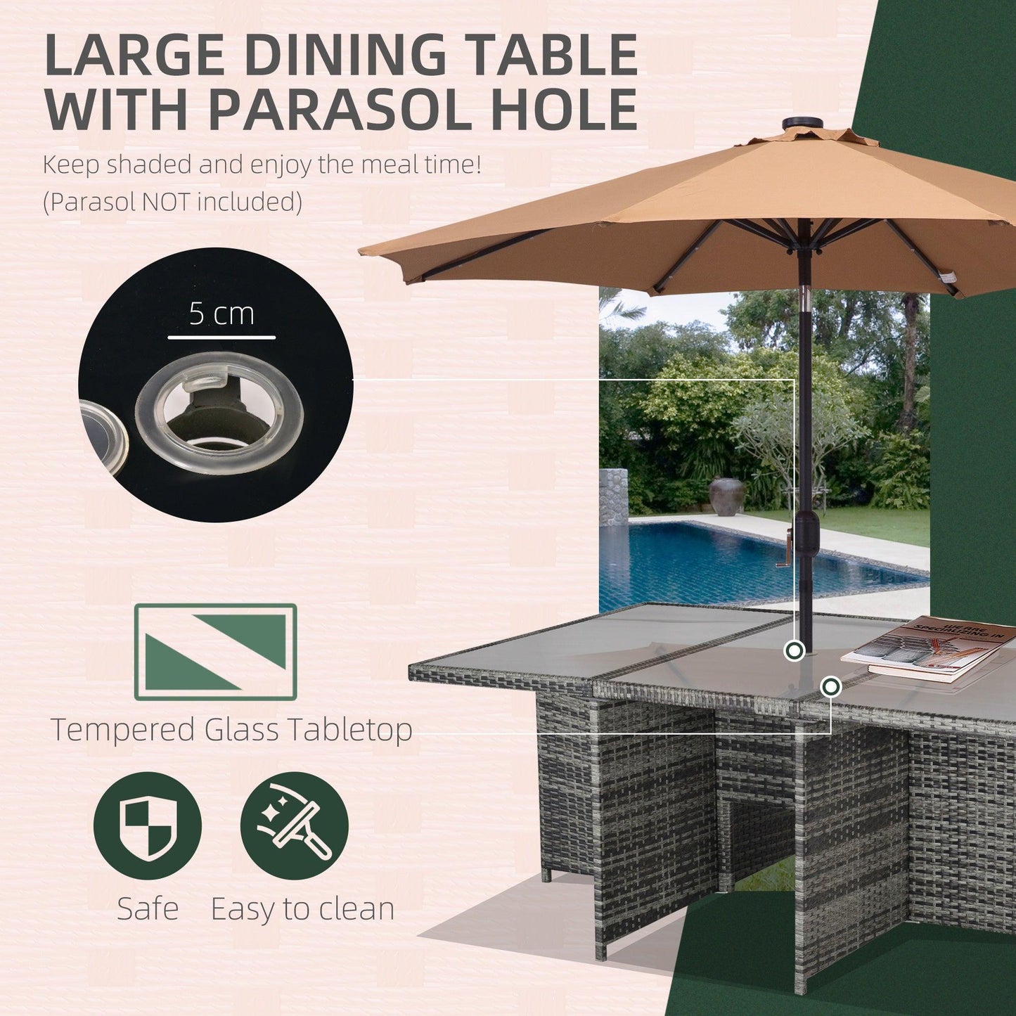 Outsunny Rattan Garden Dining Set - 10 Seater - ALL4U RETAILER LTD