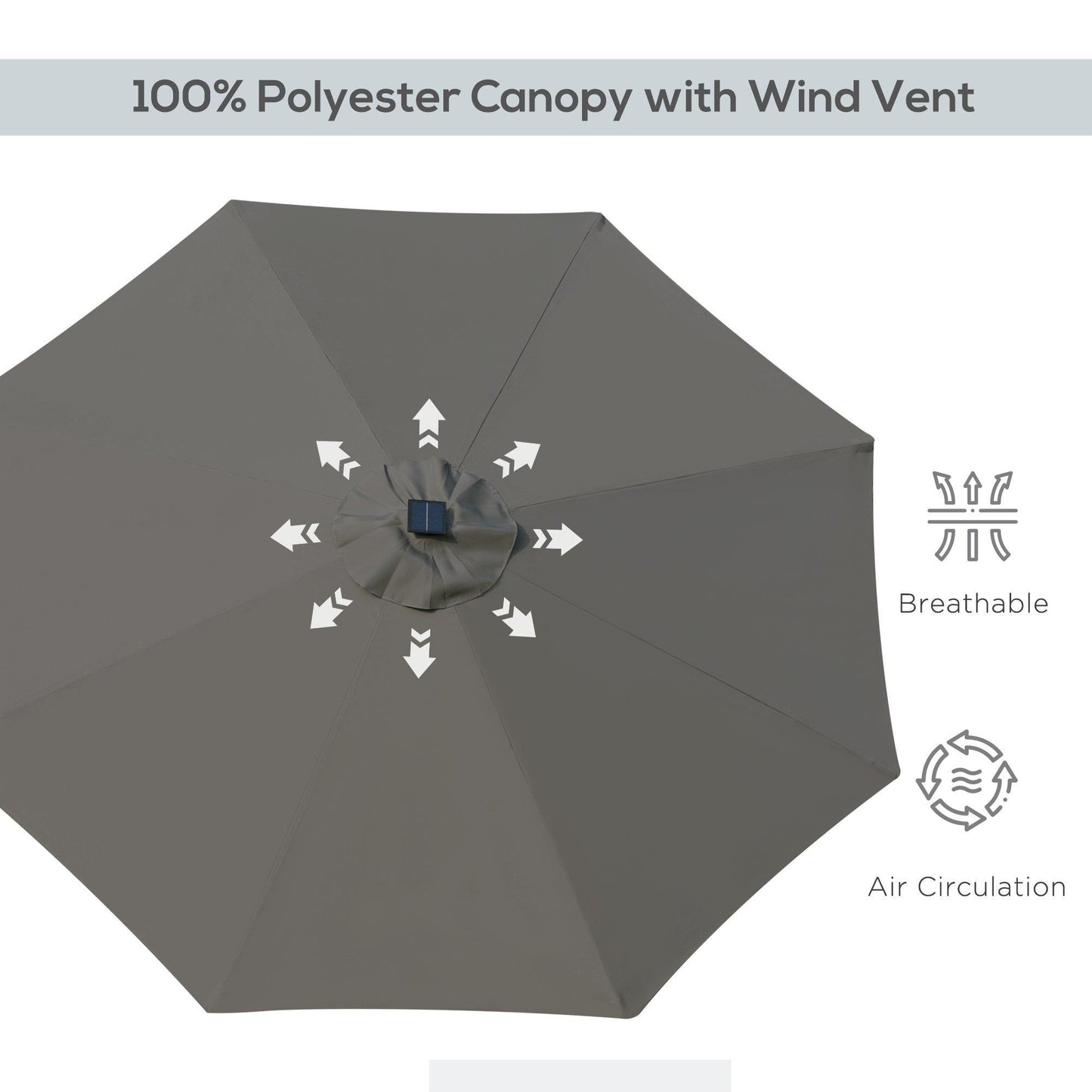 Outsunny Outdoor 2.7m LED Umbrella - Grey - ALL4U RETAILER LTD