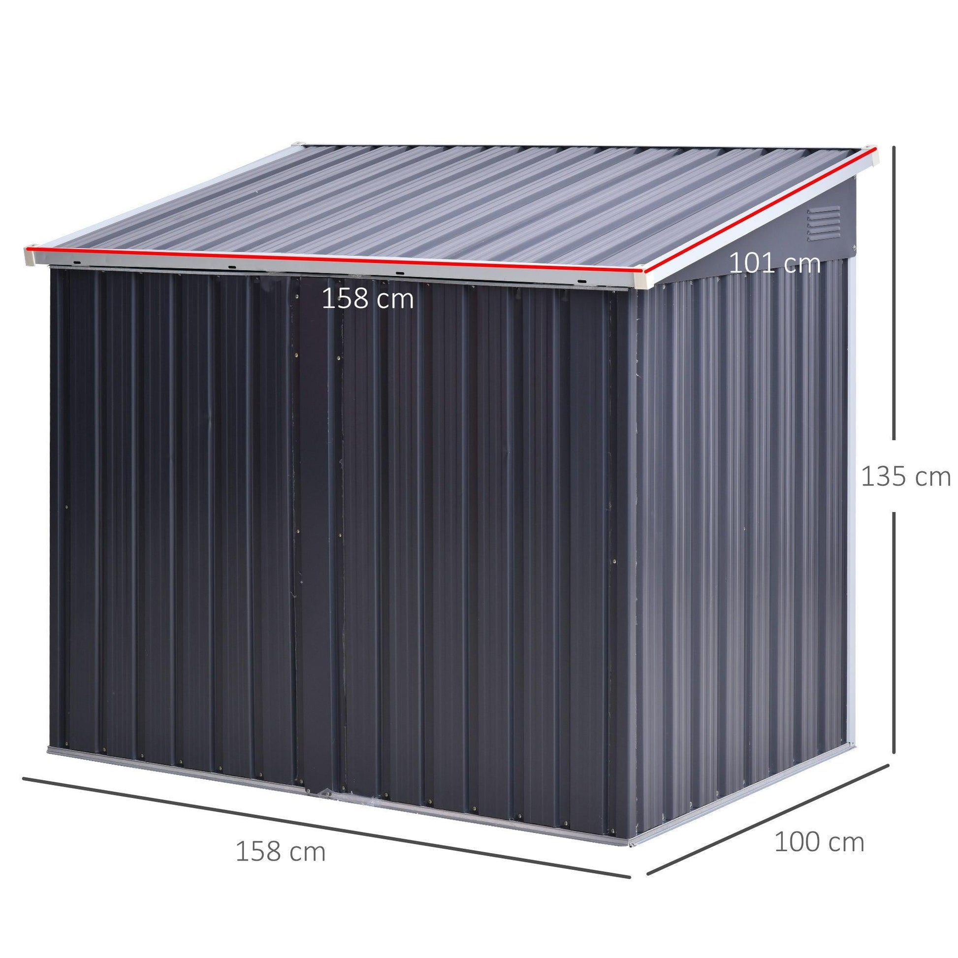 Outsunny Outdoor 2-Bin Steel Trash Shed - 5ft x 3ft - ALL4U RETAILER LTD