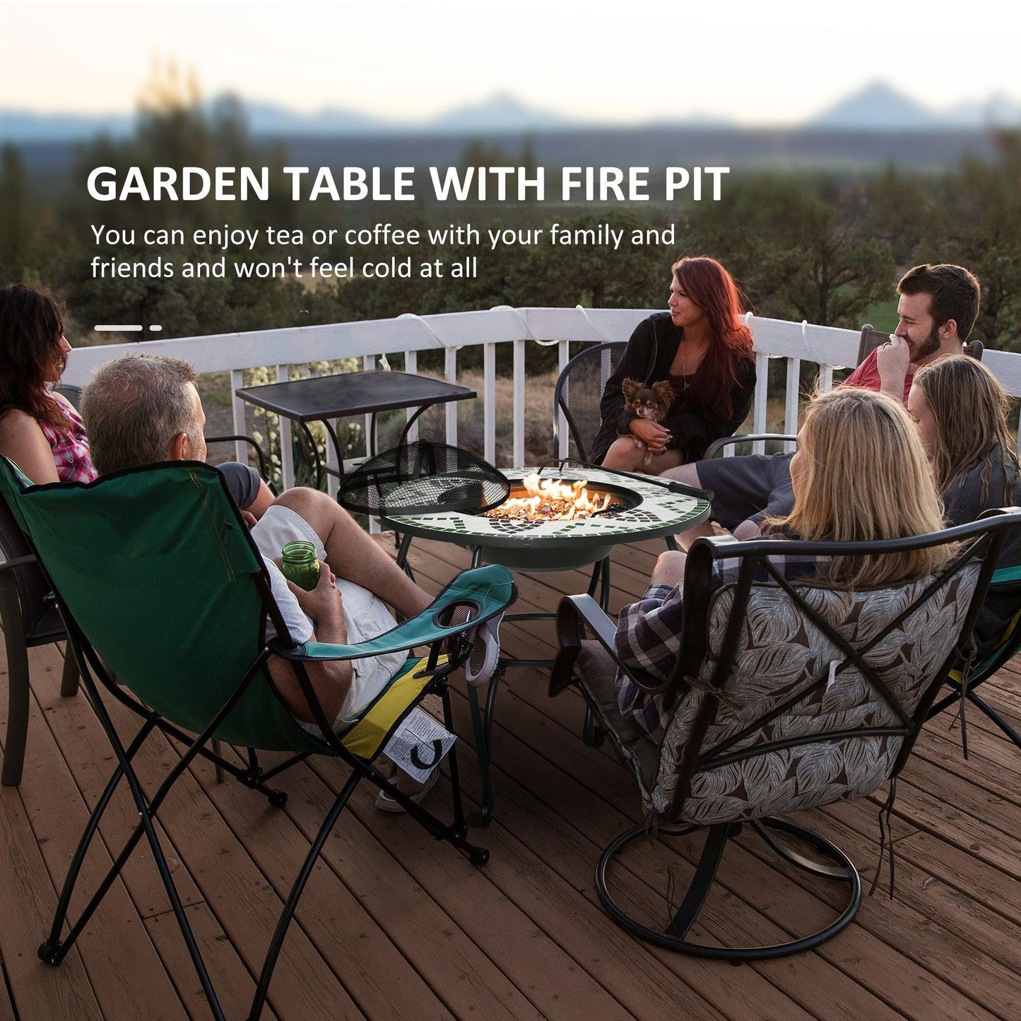 Outsunny Outdoor 3-in-1 Fire Pit Table with BBQ Grill and Spark Cover - ALL4U RETAILER LTD