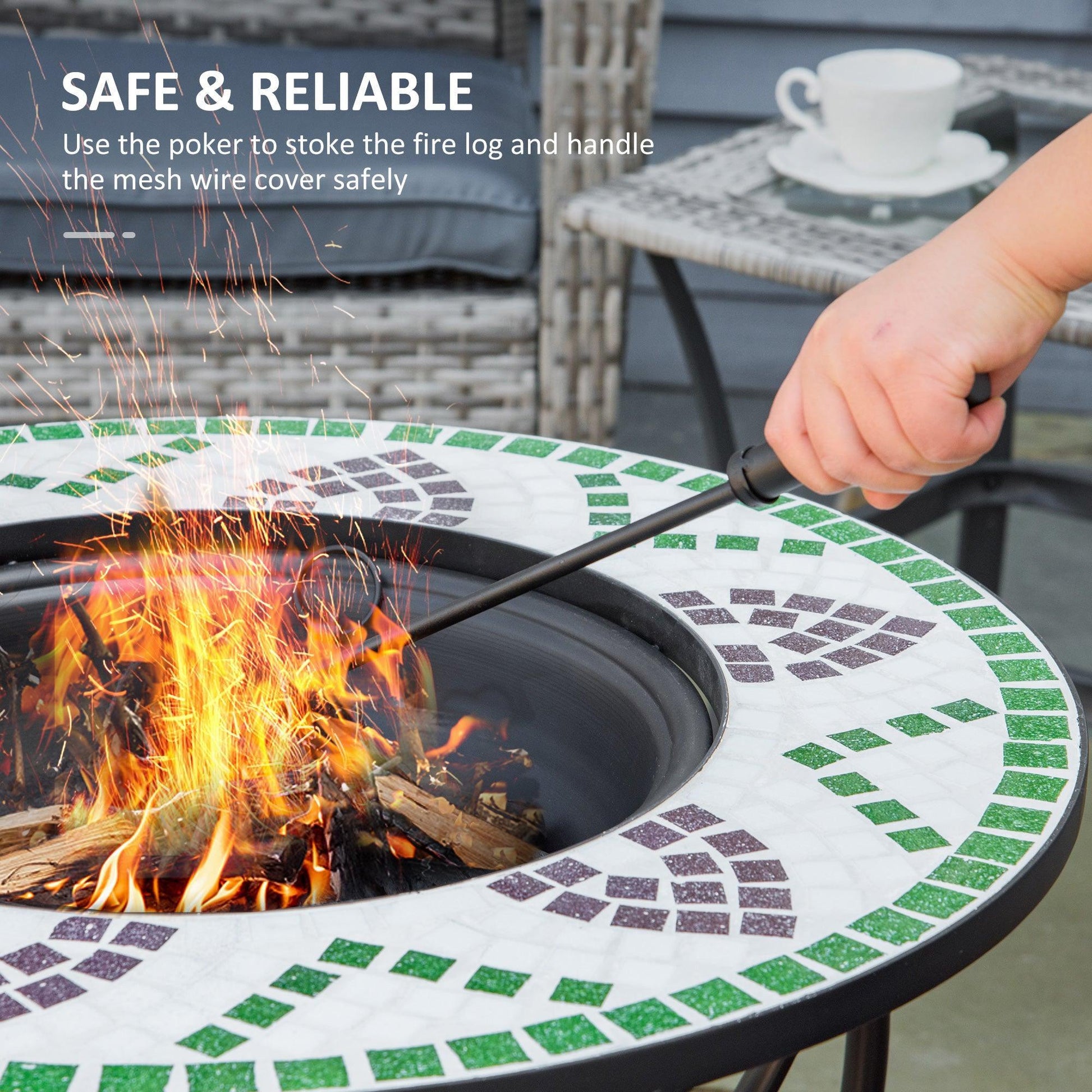 Outsunny Outdoor 3-in-1 Fire Pit Table with BBQ Grill and Spark Cover - ALL4U RETAILER LTD