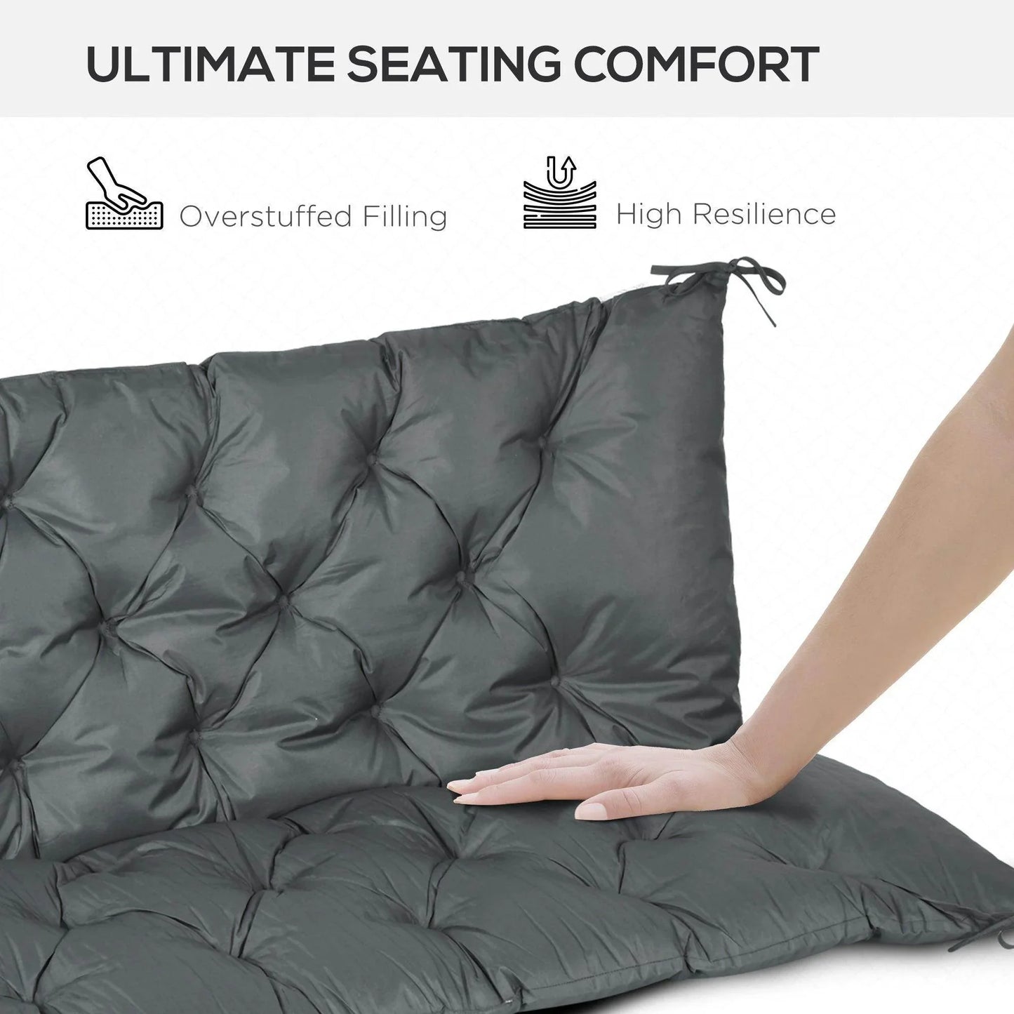 Outsunny Outdoor Bench Cushion, 150 cm, Dark Grey - ALL4U RETAILER LTD