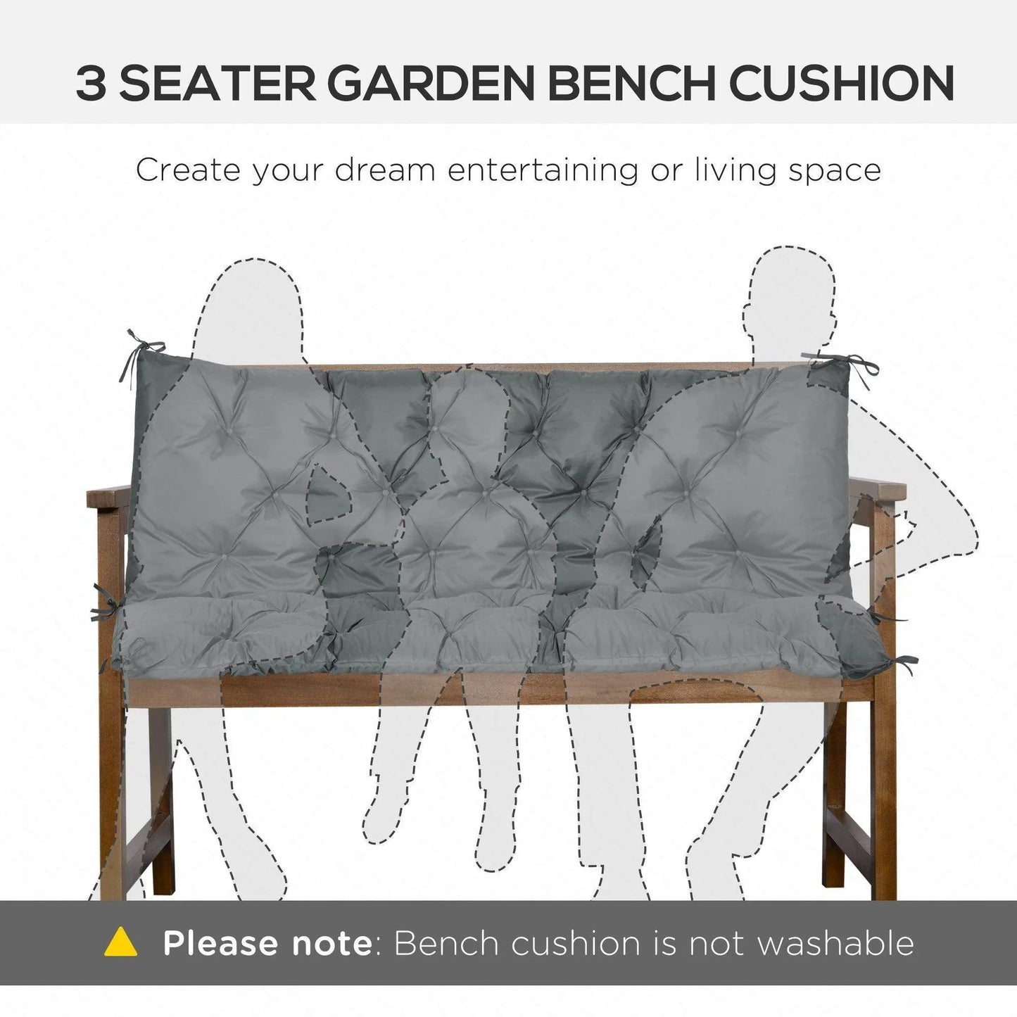 Outsunny Outdoor Bench Cushion, 150 cm, Dark Grey - ALL4U RETAILER LTD