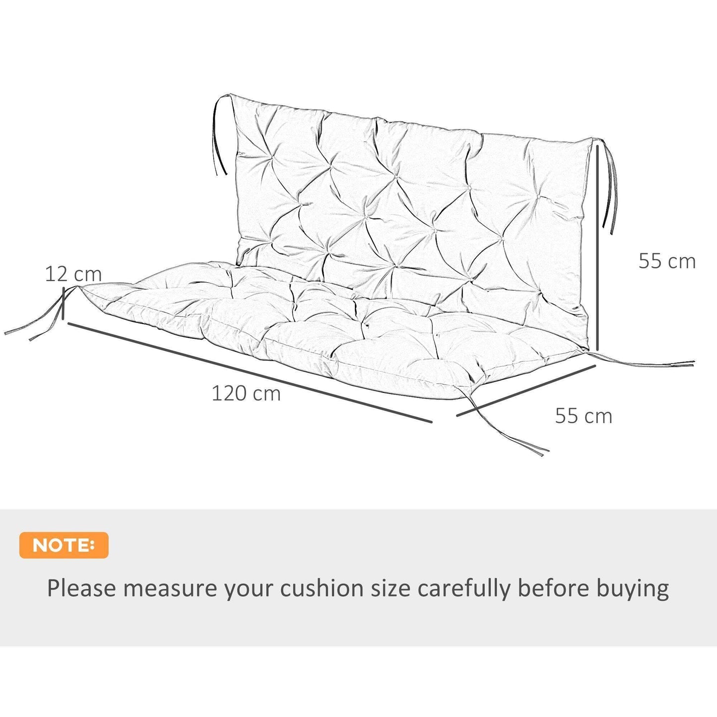 Outsunny Outdoor Bench Cushion, 2 Seater Swing Chair - Dark Grey - ALL4U RETAILER LTD