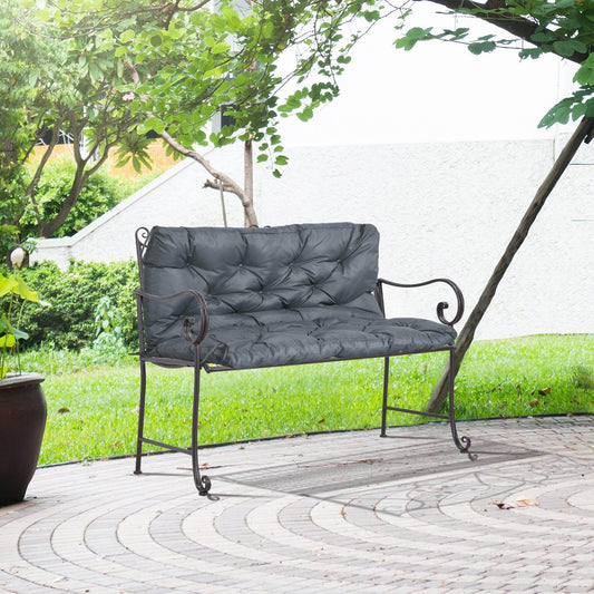 Outsunny Outdoor Bench Cushion 98x100cm, Dark Grey - ALL4U RETAILER LTD
