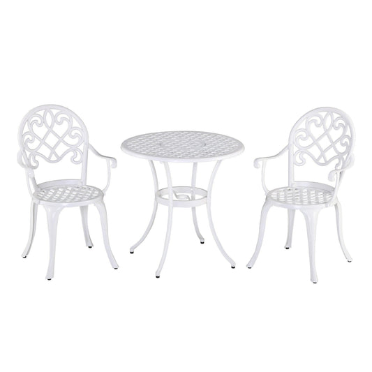 Outsunny Outdoor Bistro Set - Round Table & 2 Chairs - ALL4U RETAILER LTD