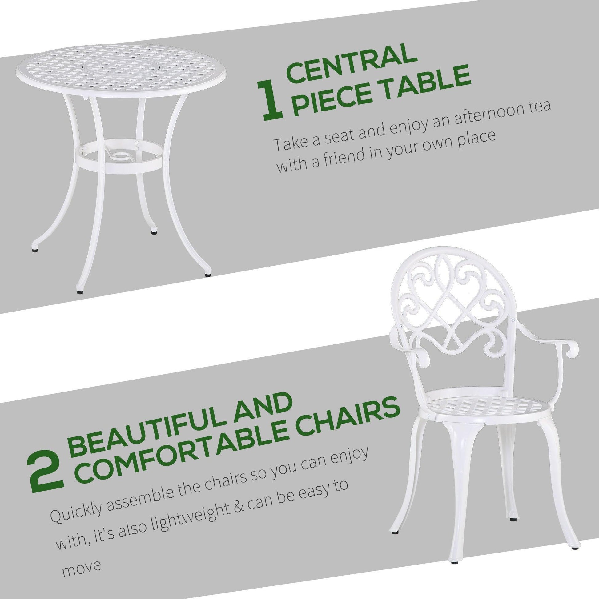 Outsunny Outdoor Bistro Set - Round Table & 2 Chairs - ALL4U RETAILER LTD