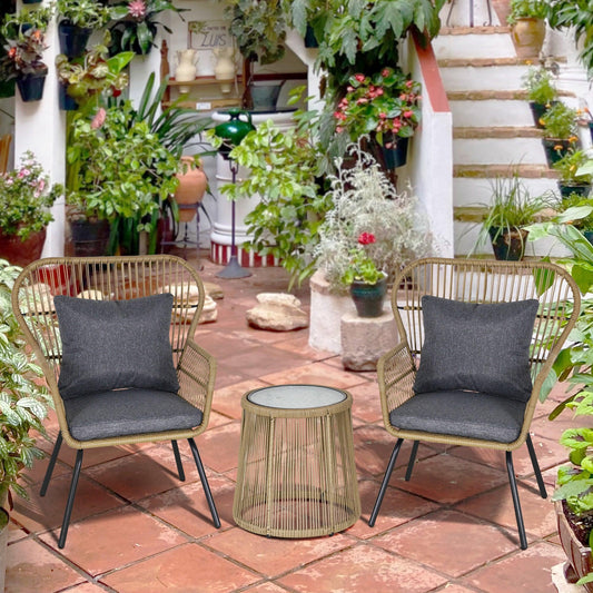 Outsunny Outdoor Bistro Set: Wicker Rattan Furniture - ALL4U RETAILER LTD