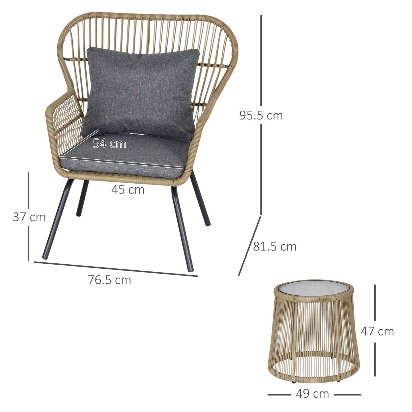 Outsunny Outdoor Bistro Set: Wicker Rattan Furniture - ALL4U RETAILER LTD