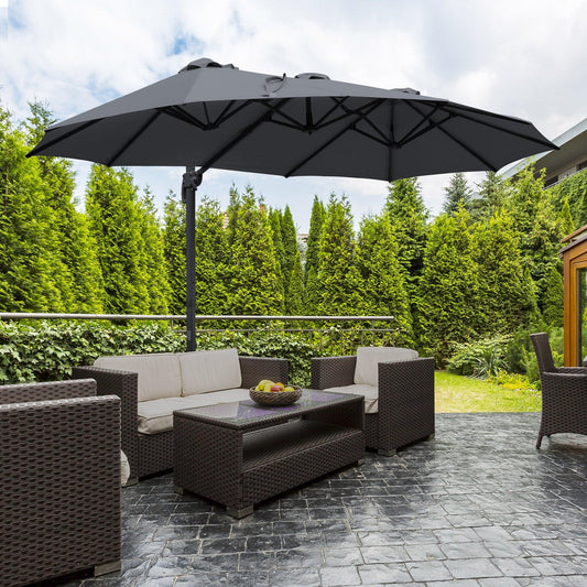 Outsunny Outdoor Cantilever Umbrella with Cross Base - 4.5m - ALL4U RETAILER LTD