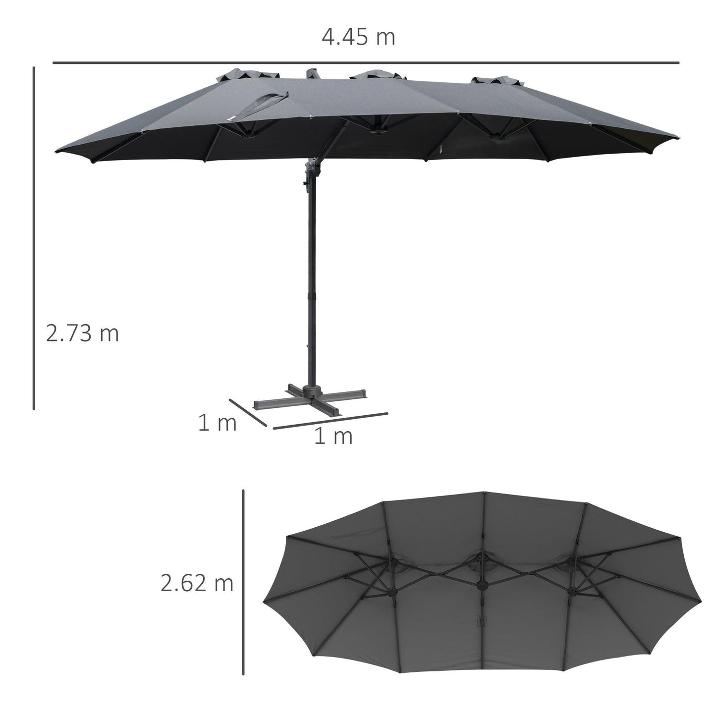 Outsunny Outdoor Cantilever Umbrella with Cross Base - 4.5m - ALL4U RETAILER LTD