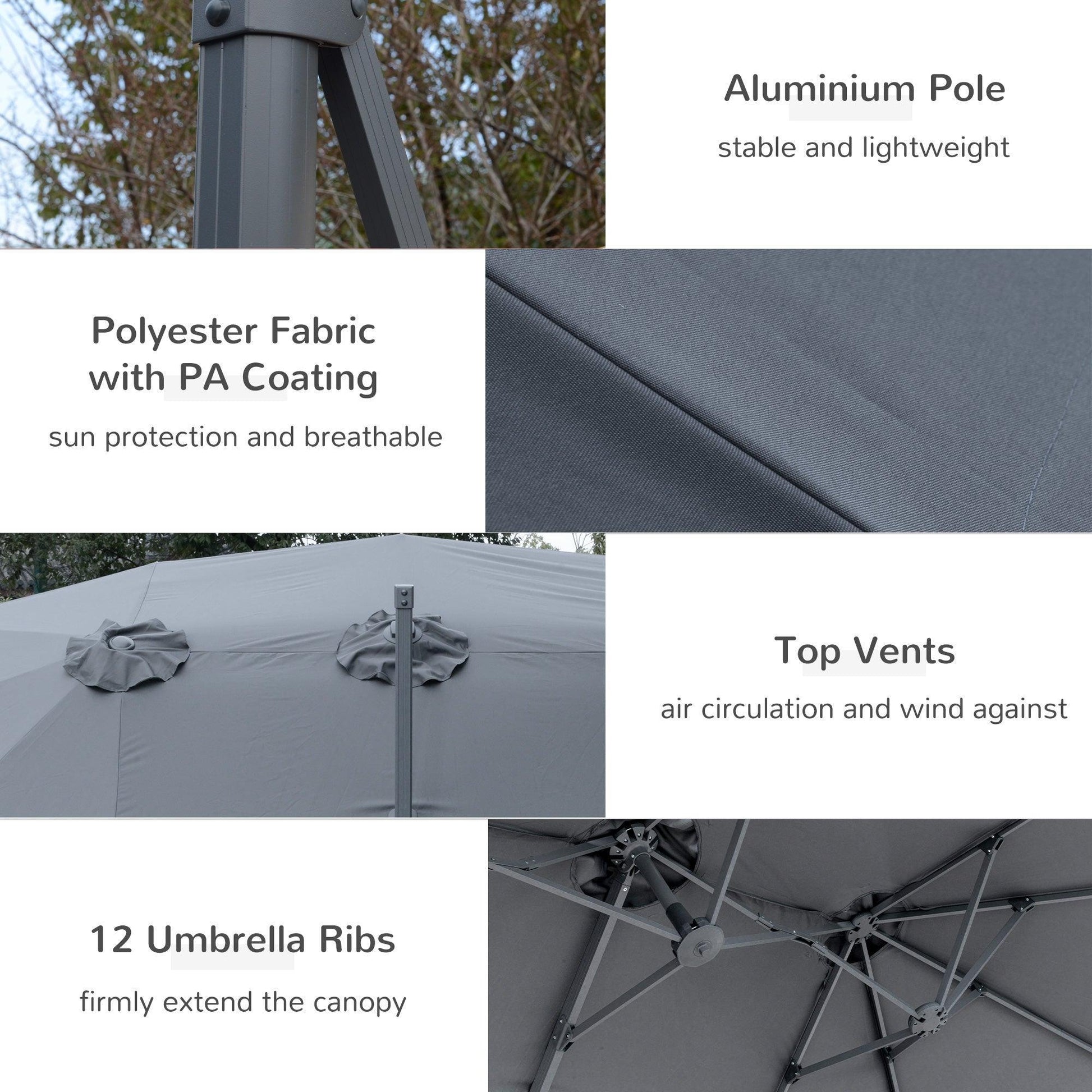 Outsunny Outdoor Cantilever Umbrella with Cross Base - 4.5m - ALL4U RETAILER LTD