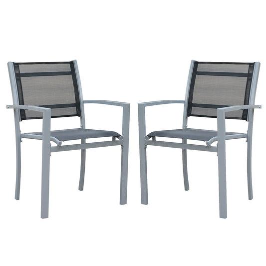 Outsunny Outdoor Chairs: Steel Frame, Texteline Seats, Black/Grey - ALL4U RETAILER LTD