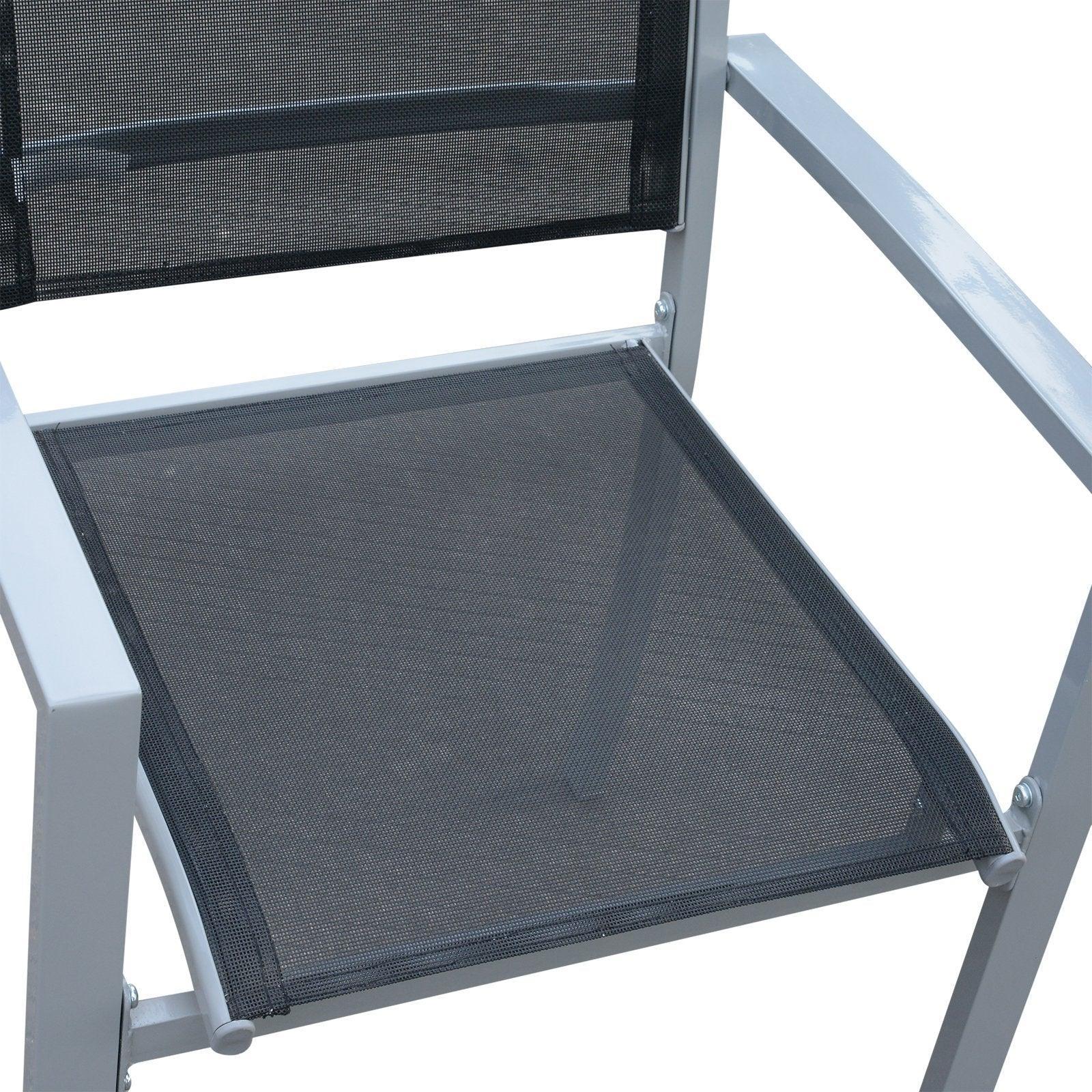 Outsunny Outdoor Chairs: Steel Frame, Texteline Seats, Black/Grey - ALL4U RETAILER LTD