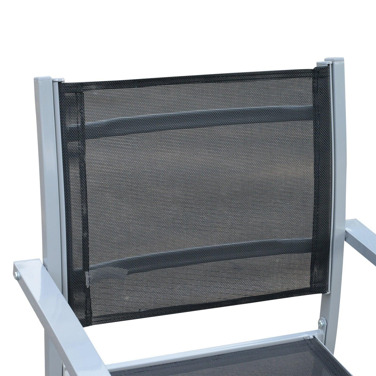 Outsunny Outdoor Chairs: Steel Frame, Texteline Seats, Black/Grey - ALL4U RETAILER LTD