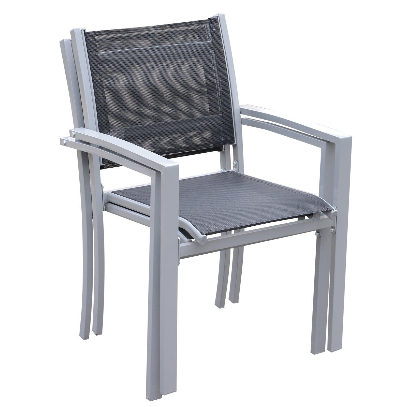 Outsunny Outdoor Chairs: Steel Frame, Texteline Seats, Black/Grey - ALL4U RETAILER LTD