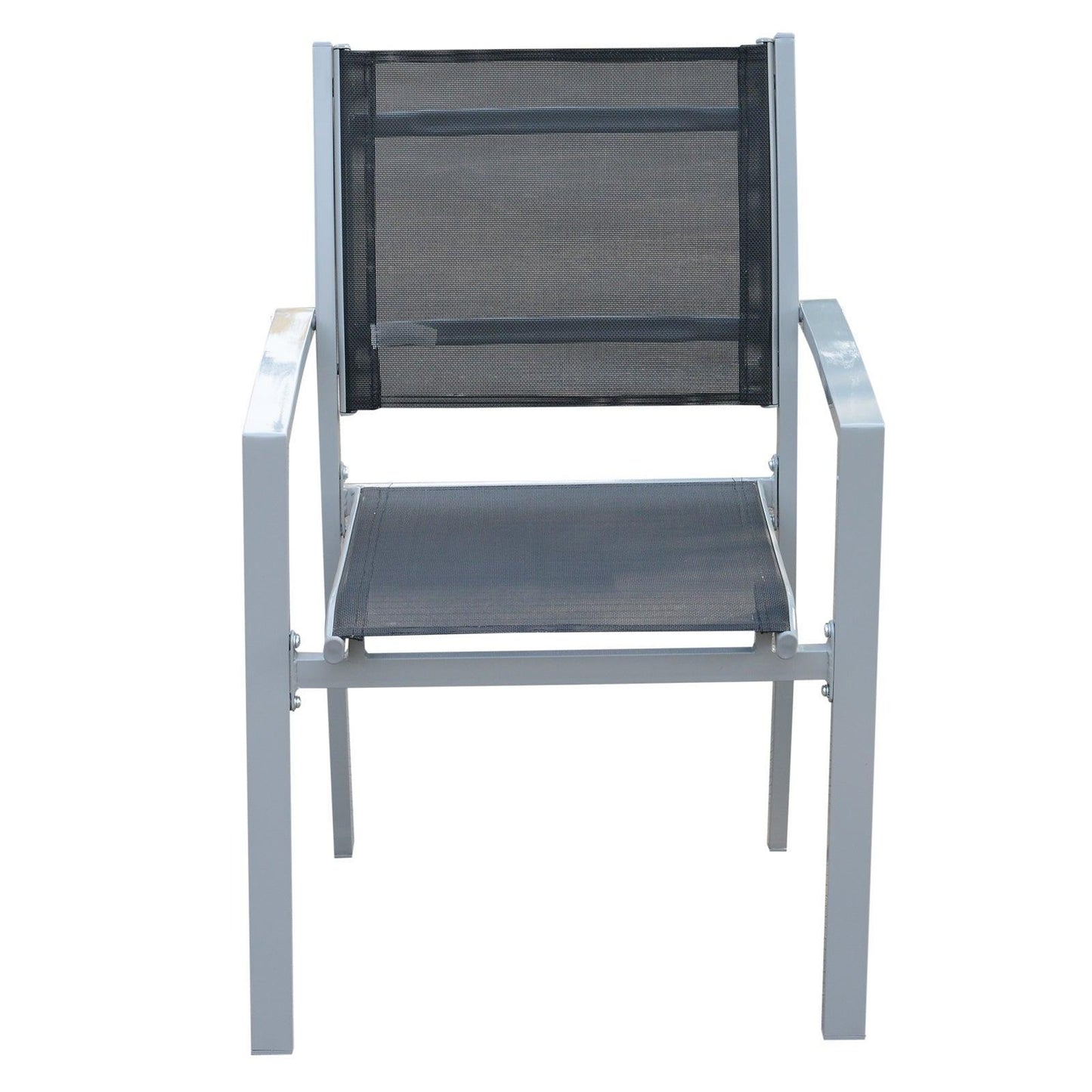 Outsunny Outdoor Chairs: Steel Frame, Texteline Seats, Black/Grey - ALL4U RETAILER LTD