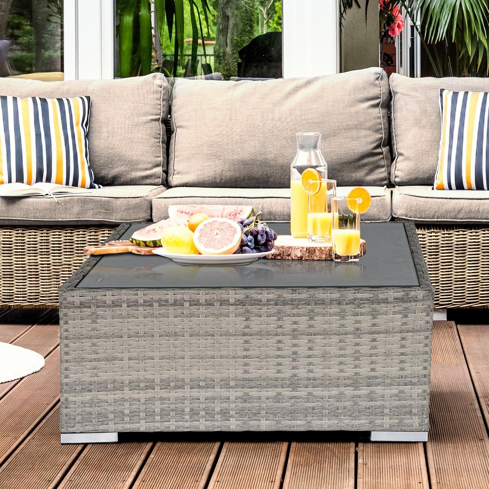 Outsunny Outdoor Coffee Table for Garden and Backyard, Grey - ALL4U RETAILER LTD