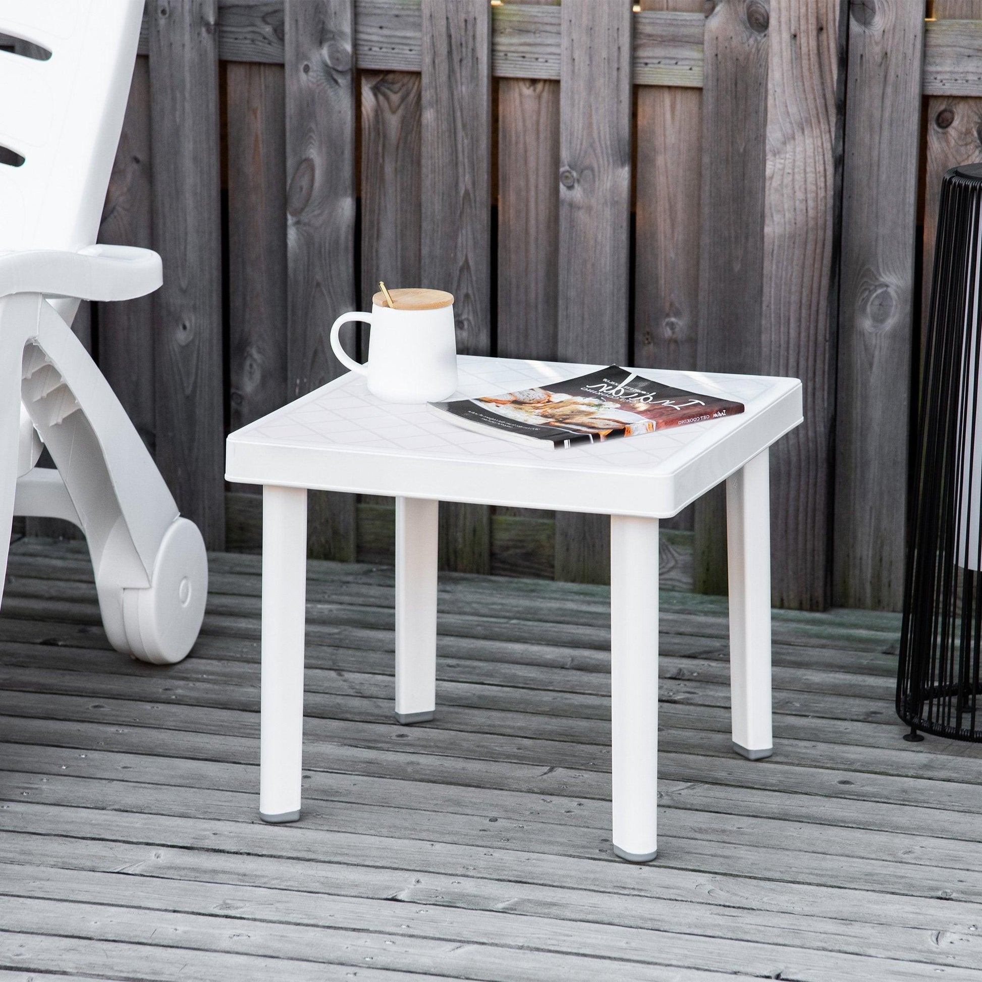 Outsunny Outdoor Coffee Table - White - ALL4U RETAILER LTD