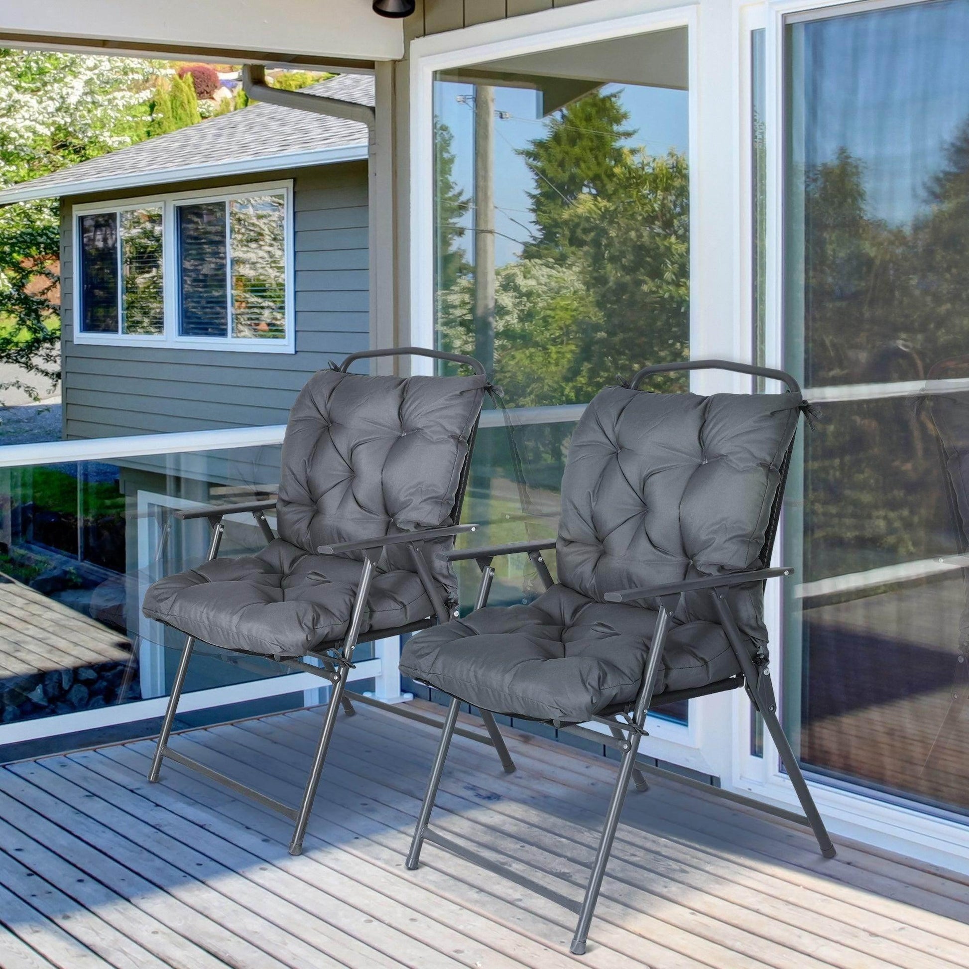 Outsunny Outdoor Cushions: 2-Pack Comfortable Seat Pads - ALL4U RETAILER LTD