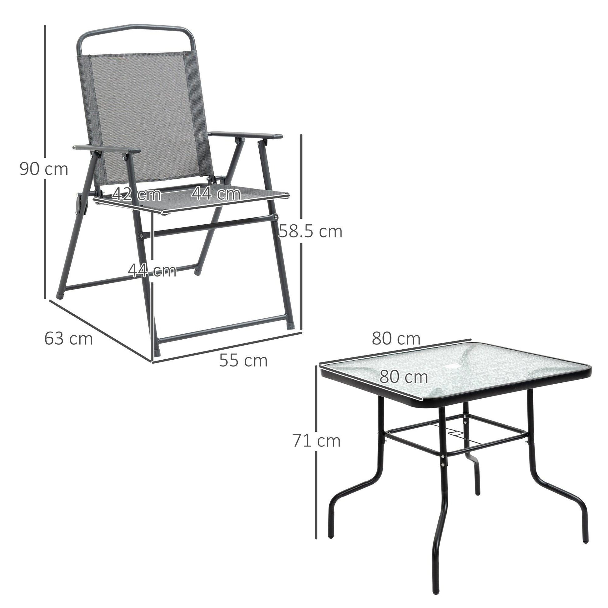 Outsunny Outdoor Dining Set: 5-Piece, Folding Chairs, Table, Black - ALL4U RETAILER LTD