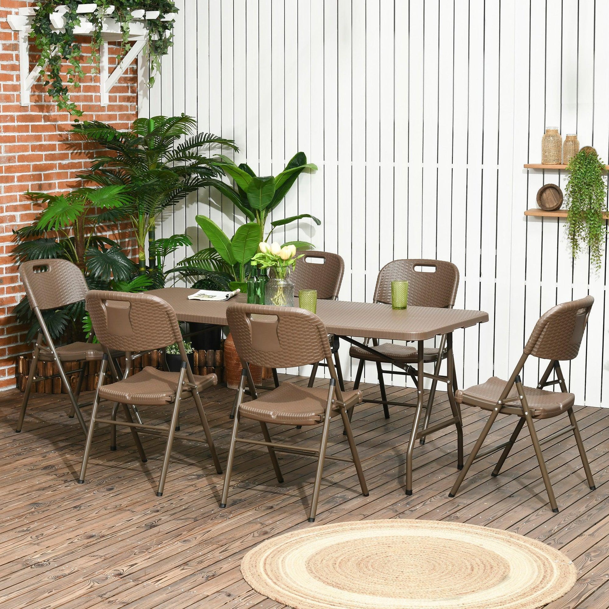 Outsunny Outdoor Dining Set | Resin Rattan | Portable & Space-saving - ALL4U RETAILER LTD