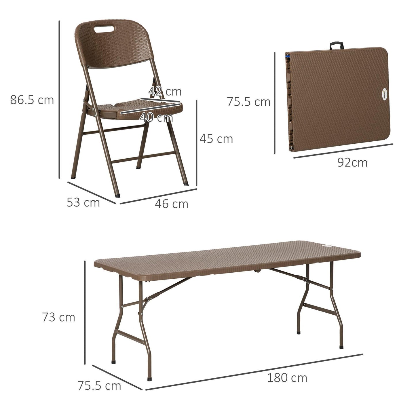 Outsunny Outdoor Dining Set | Resin Rattan | Portable & Space-saving - ALL4U RETAILER LTD