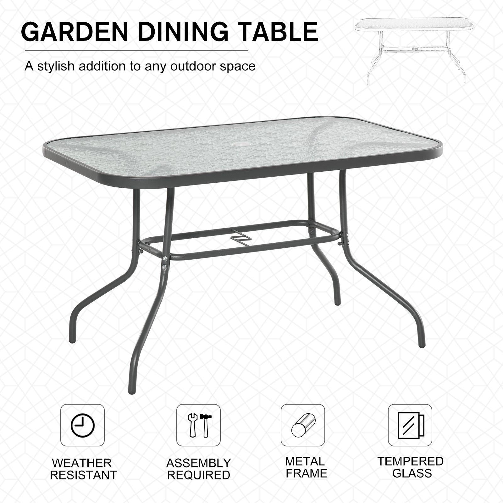 Outsunny Outdoor Dining Table with Umbrella Hole - ALL4U RETAILER LTD